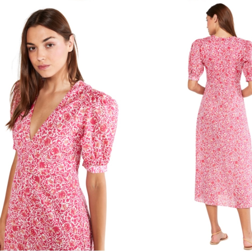 MISA LOS ANGELES‎ Betsee Midi Dress Floral Button Down Cotton Dress Size XS